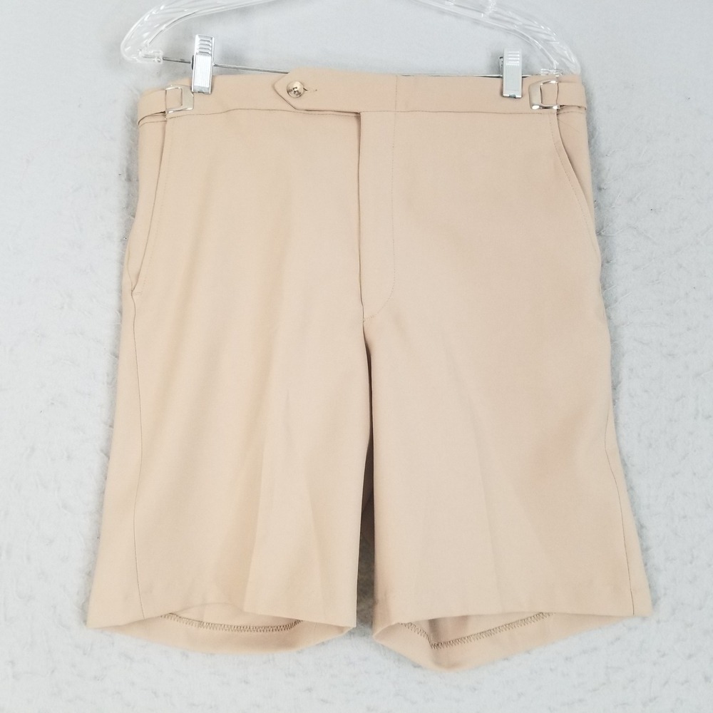 Hubbard Shorts Mens 32 Tan Adjust-Tizer 100% Dacron Polyester Vintage USA Made